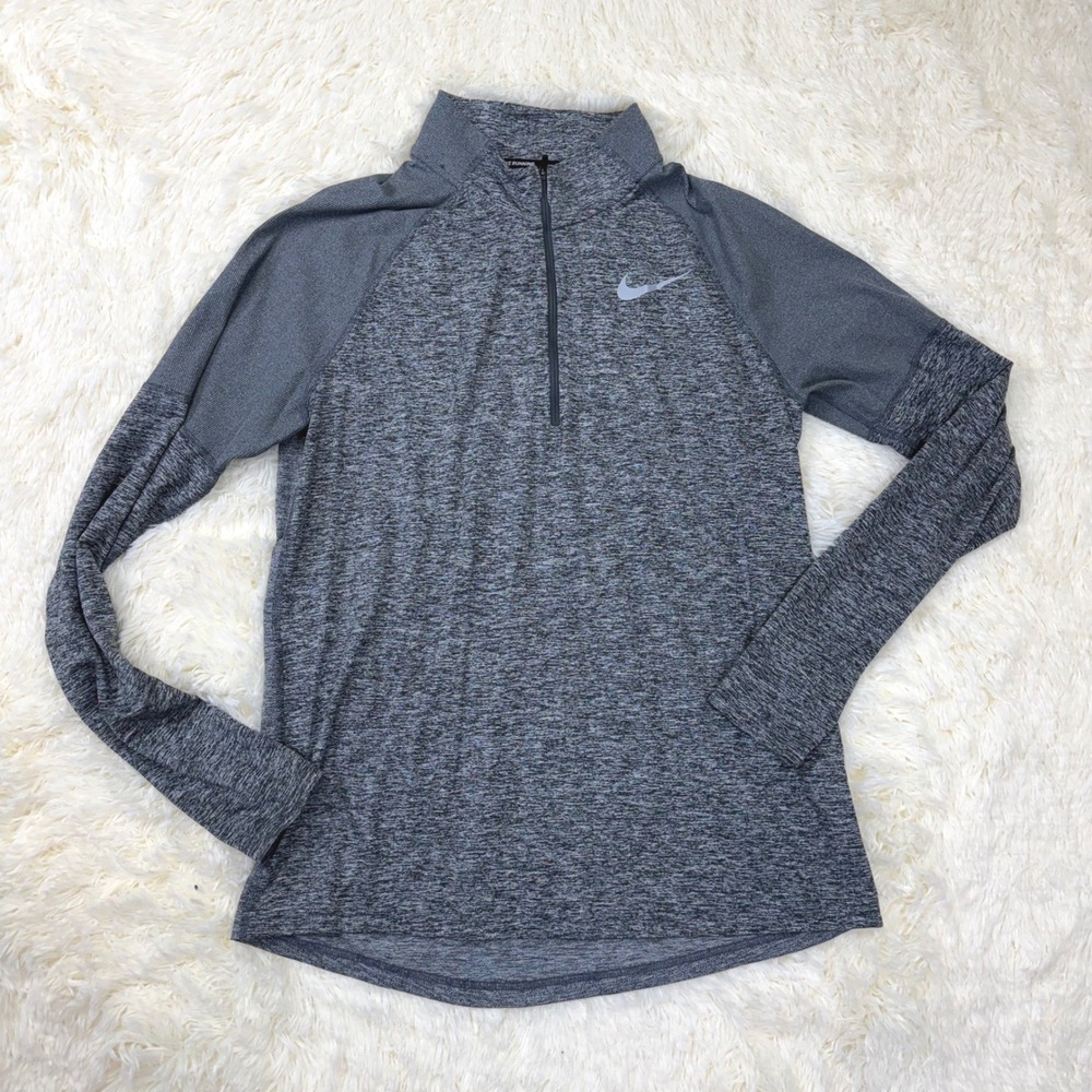 Nike Running Dri-FIT Pullover Mens Large Gray Quarter Zip Space Dye Heathered